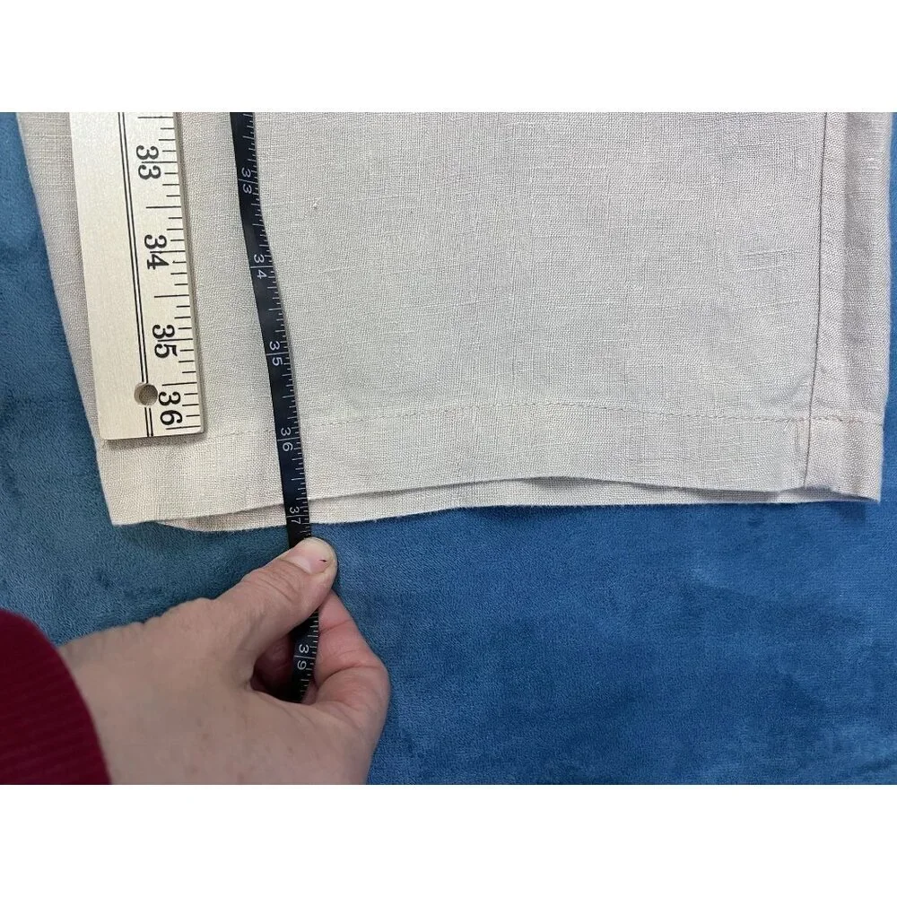 Quince Straight-Leg Pants Women XL Beige Natural Linen Elastic Waist Relax Resor